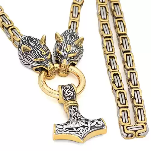 Thor Hammer Pendant In Gold And Silver Finish