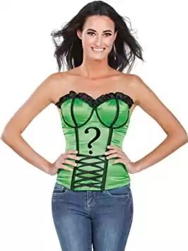 DC Comics Style Adult Corset Top with Logo The Riddler