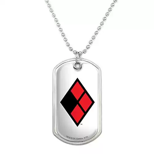 Harley Quinn Logo Dog Tag Pendant Necklace with Chain