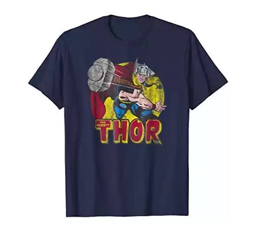 Marvel Mighty Thor Hammer Throw Vintage T-Shirt