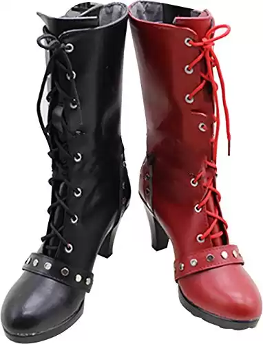 MINGCHUAN Whirl Cosplay Boots Shoes for Batman Harley Quinn High Heel Boots
