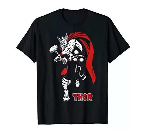 Marvel Thor Retro Hammer Swing Portrait Shirt