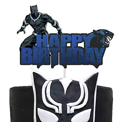Black Panther Happy Birthday Cake Topper For Theme Party Decoration