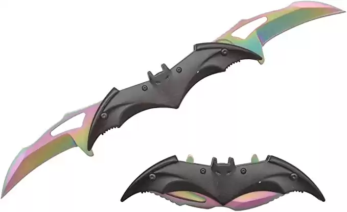 Dark Knight Twin Blade Knife - Pocket Folding Spring Assisted Dual Blades Bat Knives